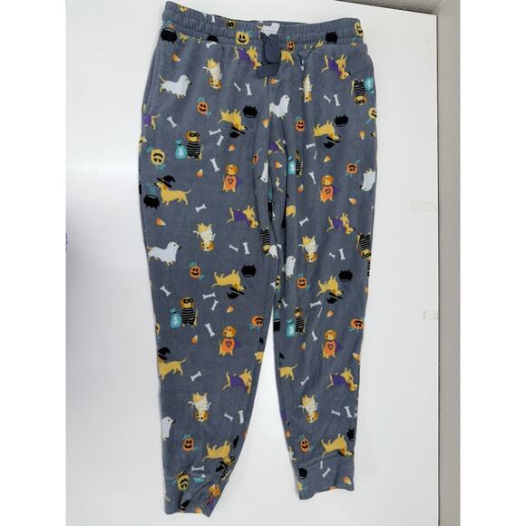 Jaclyn Intimates Womens PJ Jogger Pants Size XL Gray Halloween Dog Fleece - Picture 2 of 11